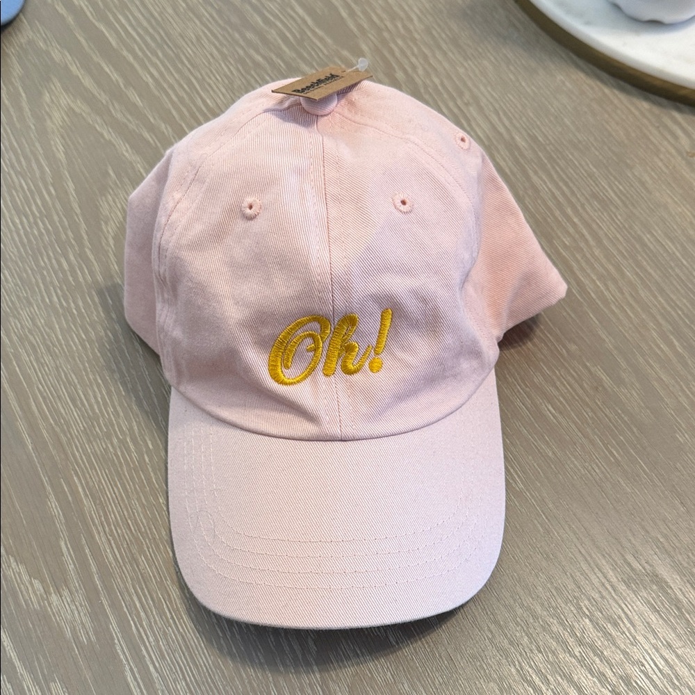 Beechfield Pink Cap with Gold embroidery